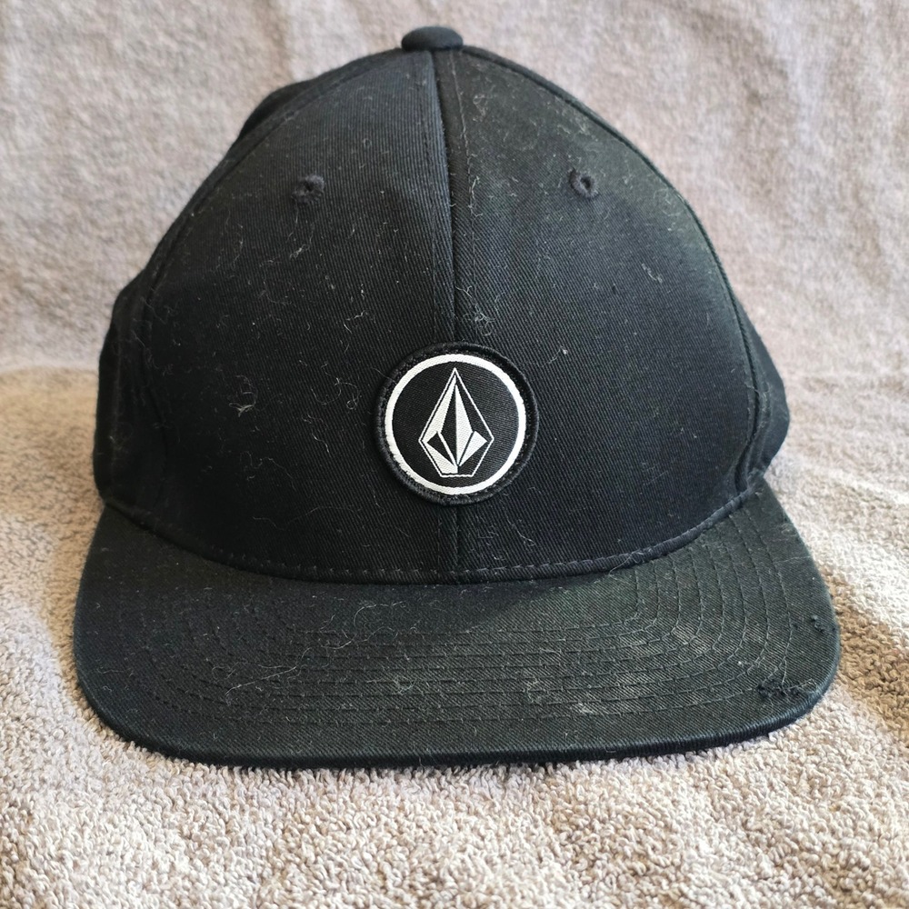 Volcom Accessories Snapback Hat Mens One Size Black Flat Bill Stone Logo Patch - Picture 2 of 8